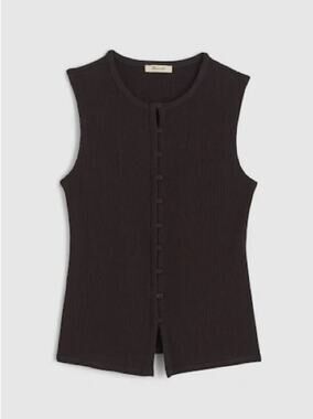 Madewell Pointelle Cutaway Vest Hthr Molasses Black NWT XXS